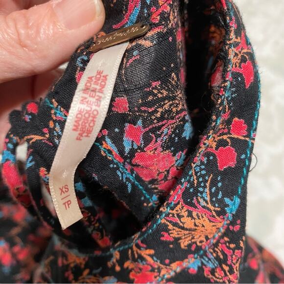 Free People Monica Crop Top in Black Floral Noir XS - Picture 7 of 10